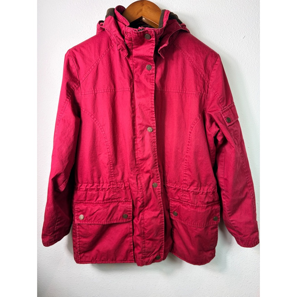 Pacific Trail Women Jacket Red M Utility Field Hooded Plaid Lined Outdoor